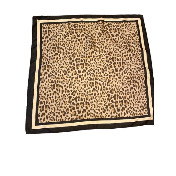 Animal Print Brown Black Silk Scarf Square - Picture 1 of 5